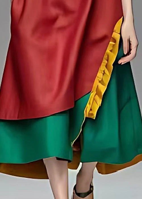French Mulberry Oversized Patchwork Cotton Maxi Dresses Summer - Image 5