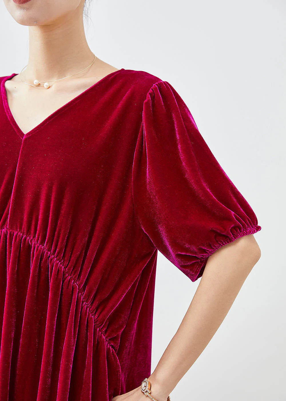 French Mulberry Oversized Silk Velour Maxi Dress Fall - Image 5