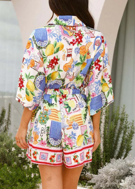 French Print Wrinkled Vacation Mid Dresses Half Sleeve - Image 5