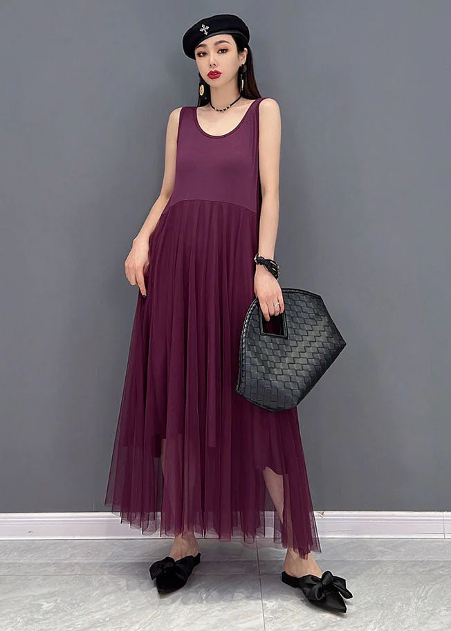 French Purple Asymmetrical Design Chiffon Dress And Cloak Two Pieces Set Summer - Image 3
