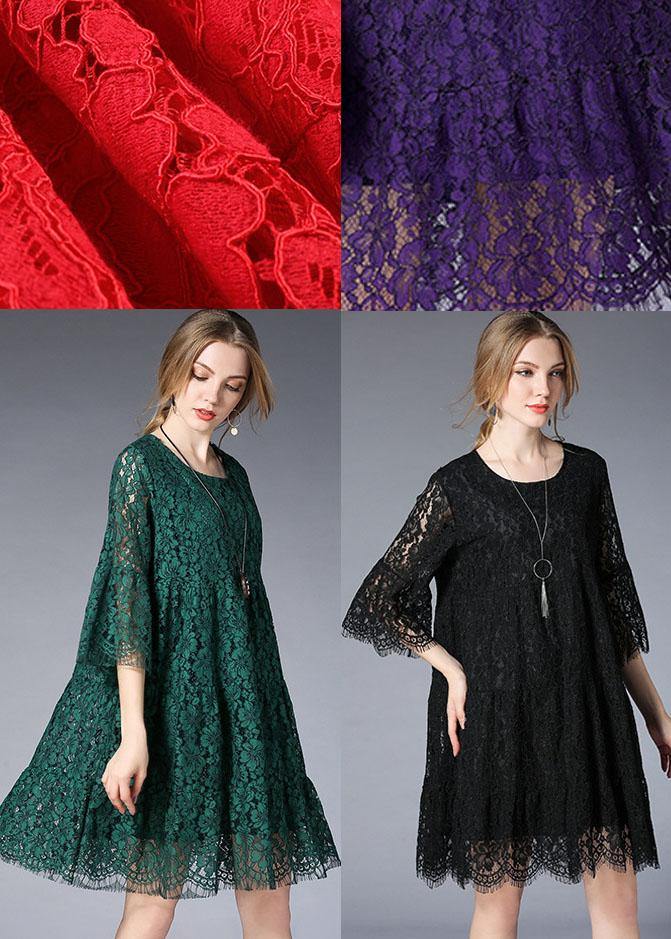 French Purple Half Sleeve Casual Spring Floral Vacation Dresses Half Sleeve - Image 5