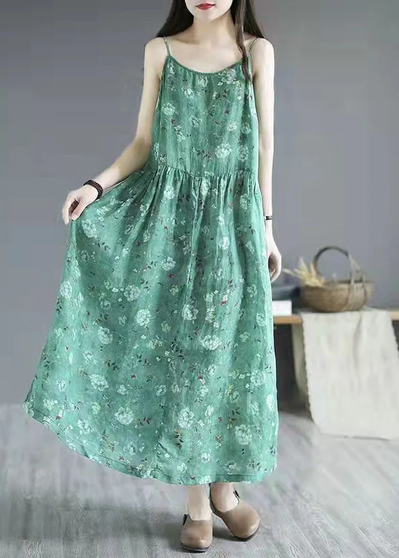French Black Flowers print cotton clothes Spaghetti Strap Dresses summer Dresses - Image 4