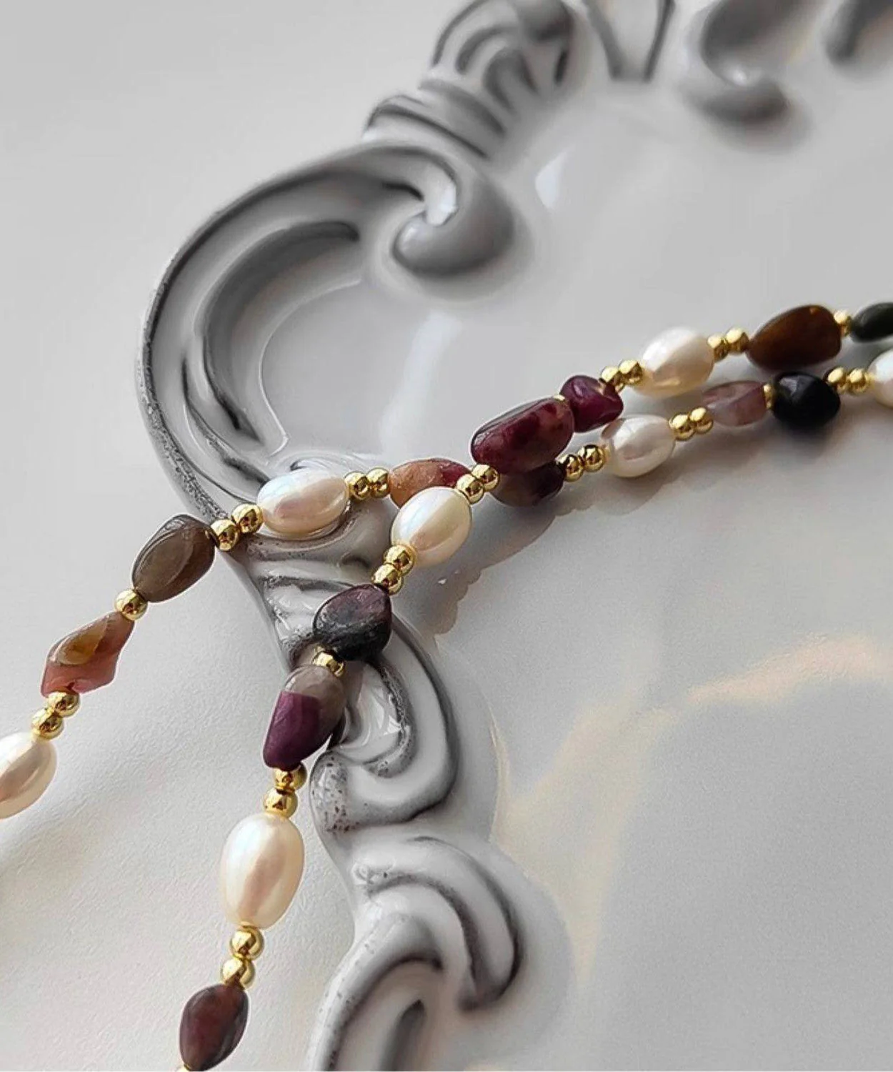 French Style Baroque Tourmaline Pearl Necklace - Image 5