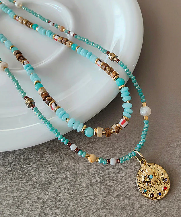 French Tianhe Stone Bead Light Luxury Titanium Steel Necklace Set - Image 3