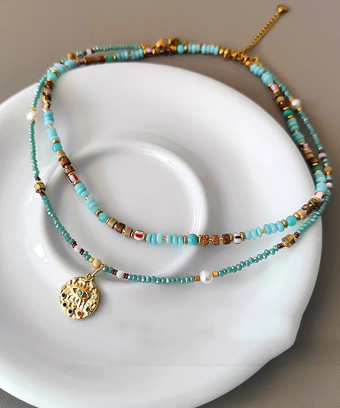 French Tianhe Stone Bead Light Luxury Titanium Steel Necklace Set - Image 5