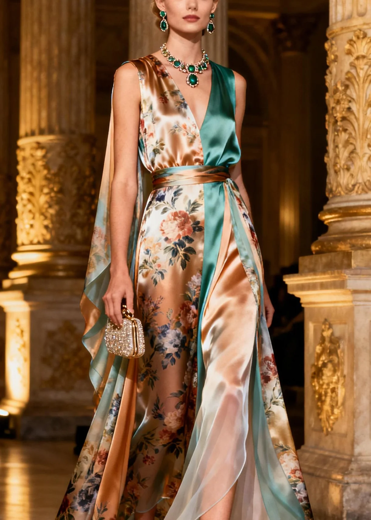 French Tulle Patchwork Tunic Silk Maxi Spaghetti Strap Dresses Summer - Image 2