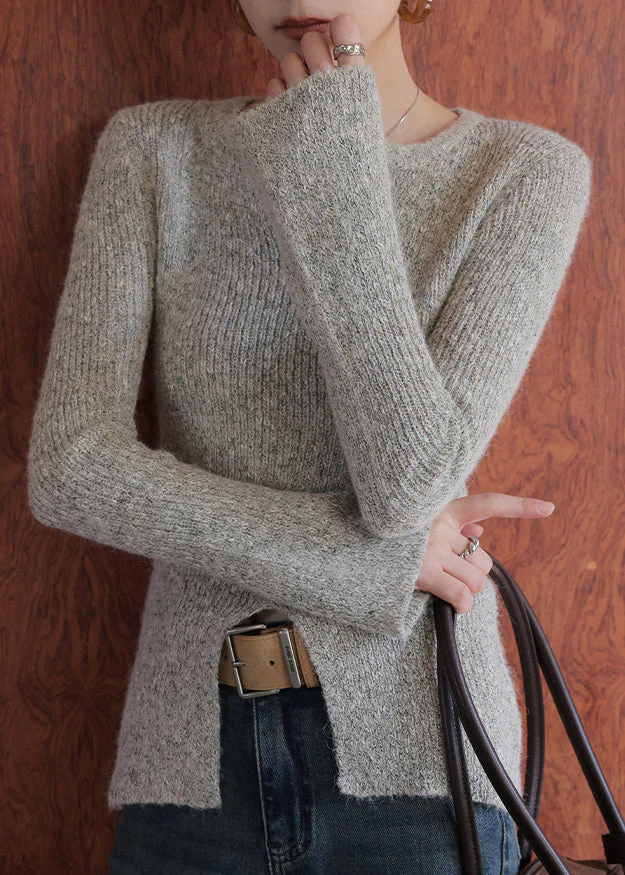 French V Neck Slim Fit Knitted Tops Spring - Image 3