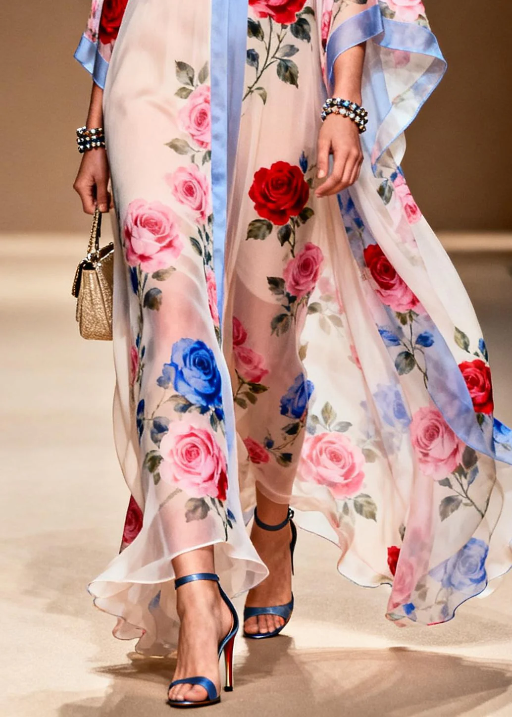 French White Oversized Print Chiffon Beach Dress Summer - Image 4