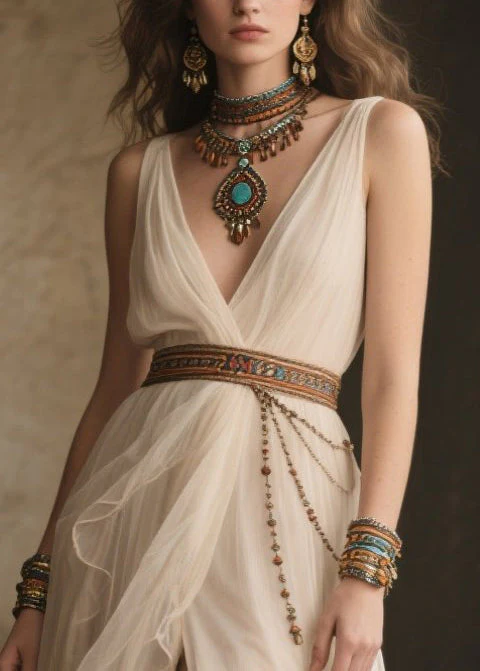 French White Tasseled Exra Large Hem Tulle Tunic Party Dress Summer - Image 2