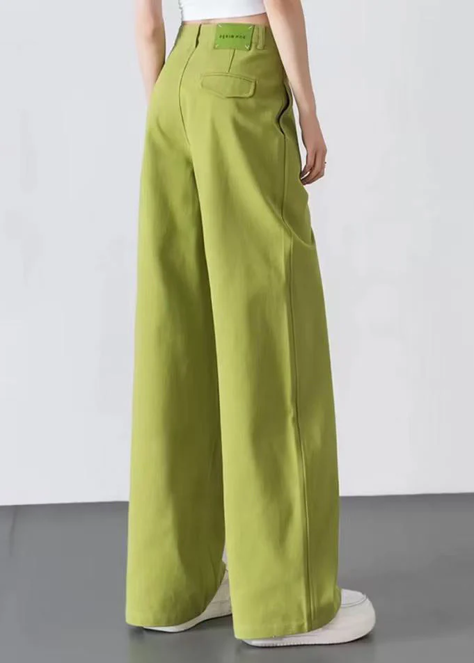 Fruit Green Denim Straight Pants High Waist Spring - Image 5