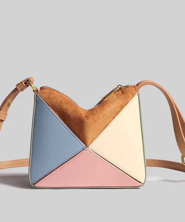 Geometric Color Block Faux Leather Versatile Cross-body Handbag - Image 4