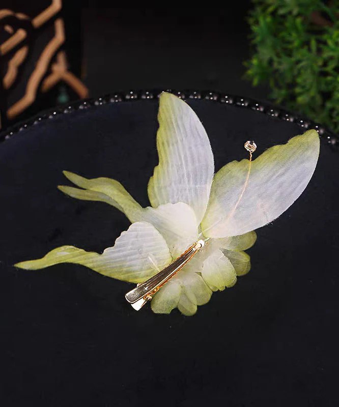 Gradient Color Light Green Alloy Organza Butterfly A Pair Hairpin - Image 4