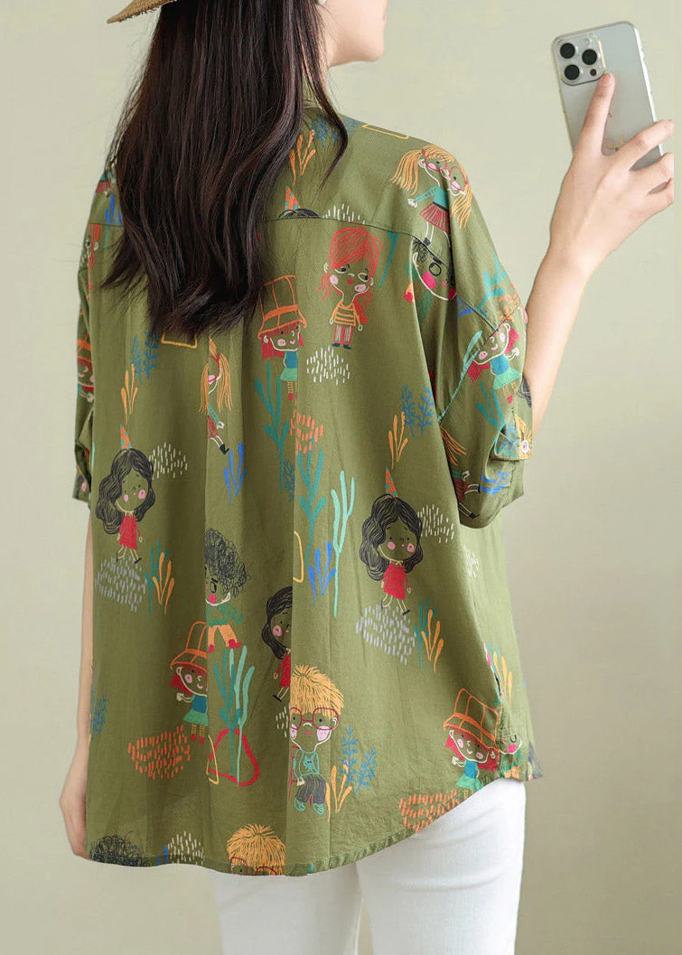 Green Stand Collar Top Short Sleeve - Image 4