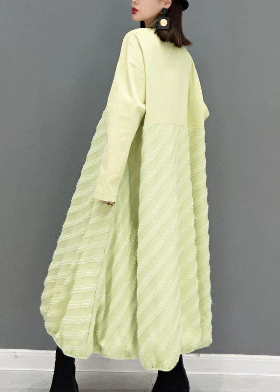 Green Striped a line skirts Maxi Dresses button Spring - Image 4