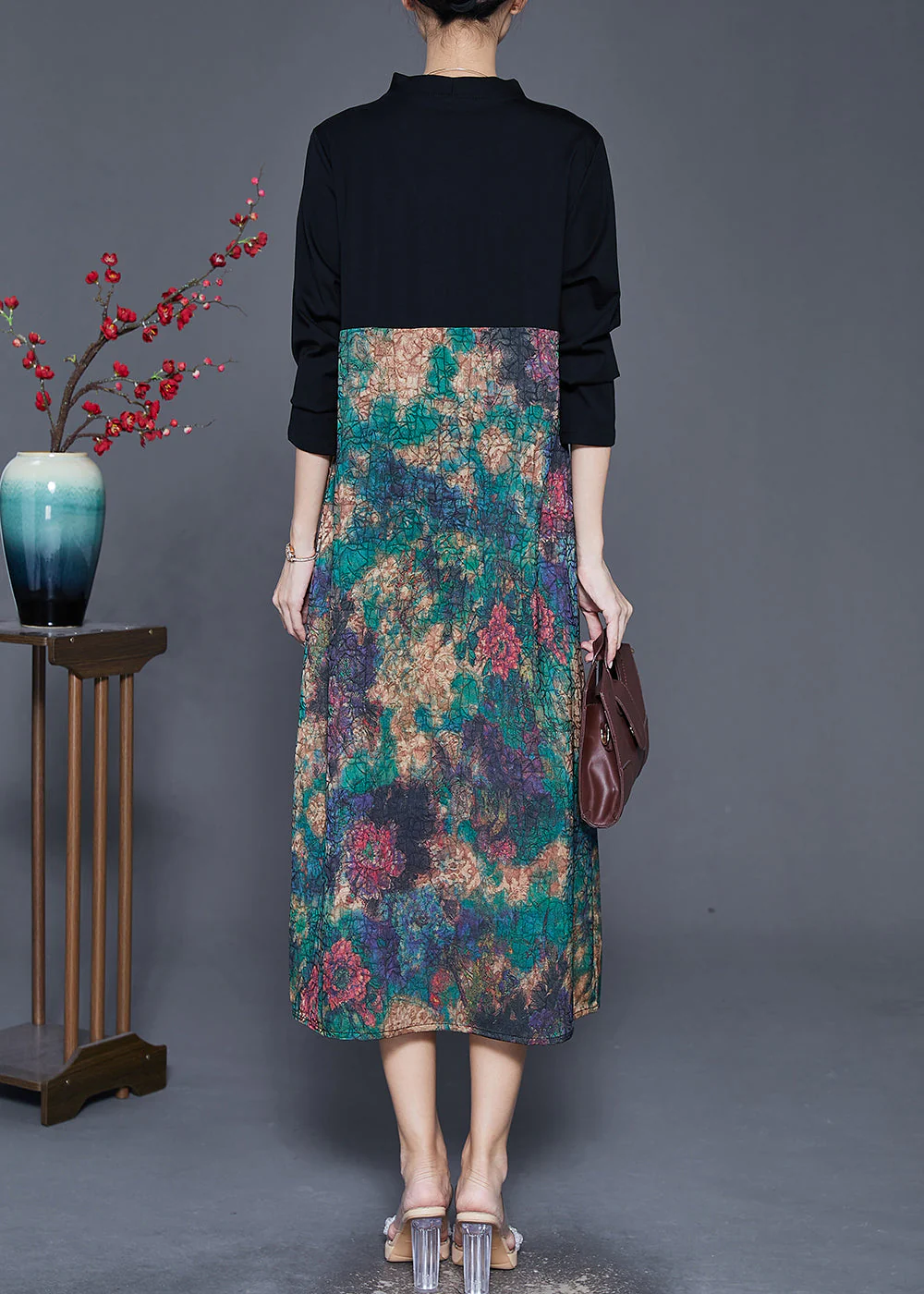 Green Tie Dye Silk Maxi Dresses Tasseled Spring - Image 4