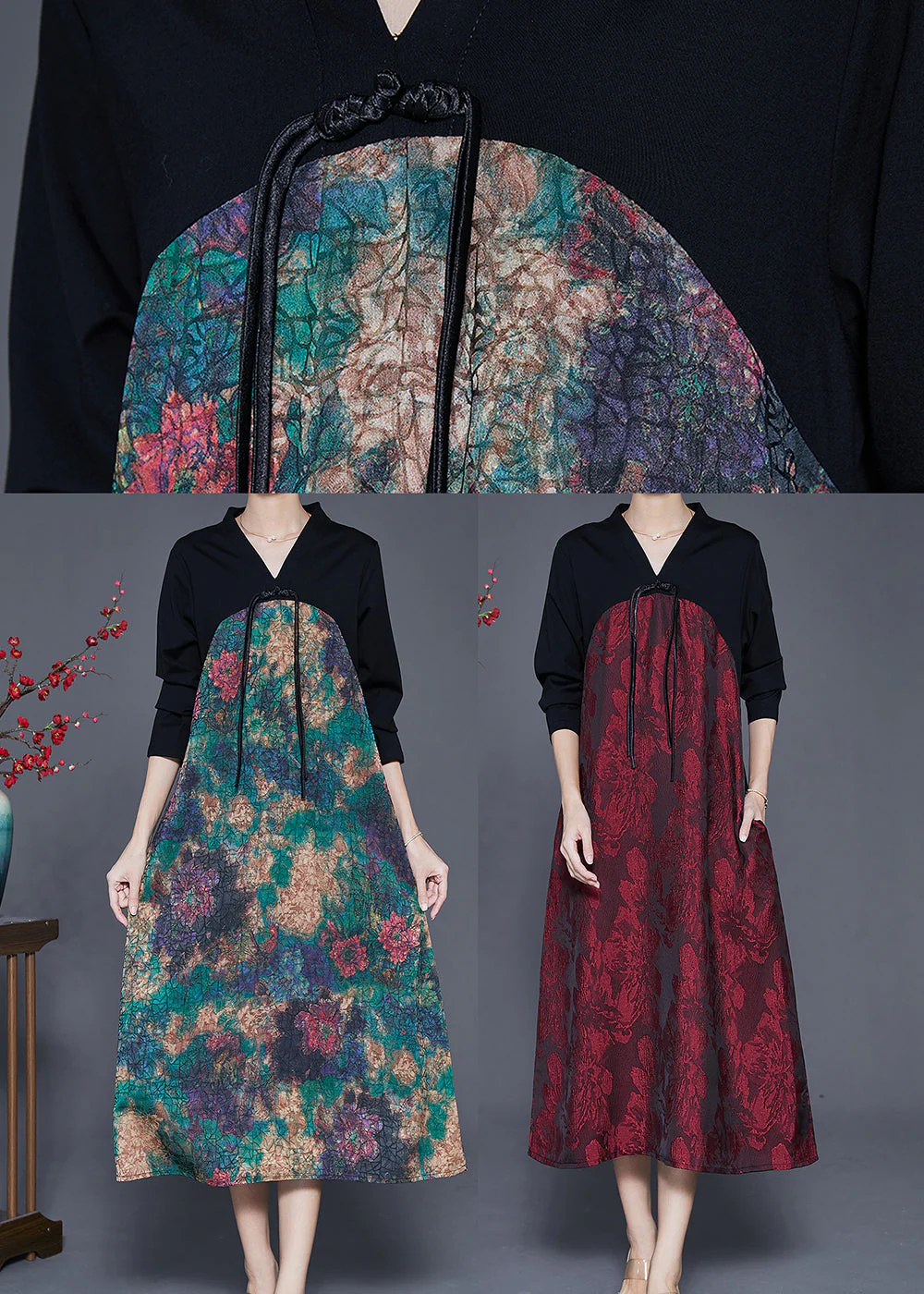 Green Tie Dye Silk Maxi Dresses Tasseled Spring - Image 5