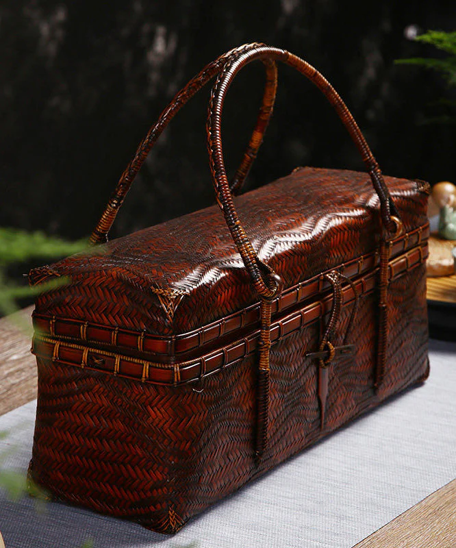 Handmade Bamboo Weaving Brown Tote Bag - Image 2