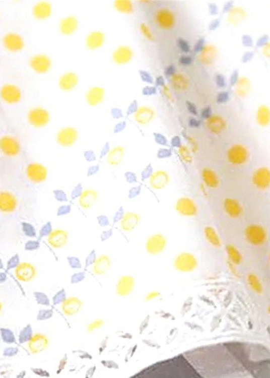 Handmade Beige O-Neck Print Patchwork Baby Mid Dress Sleeveless - Image 5