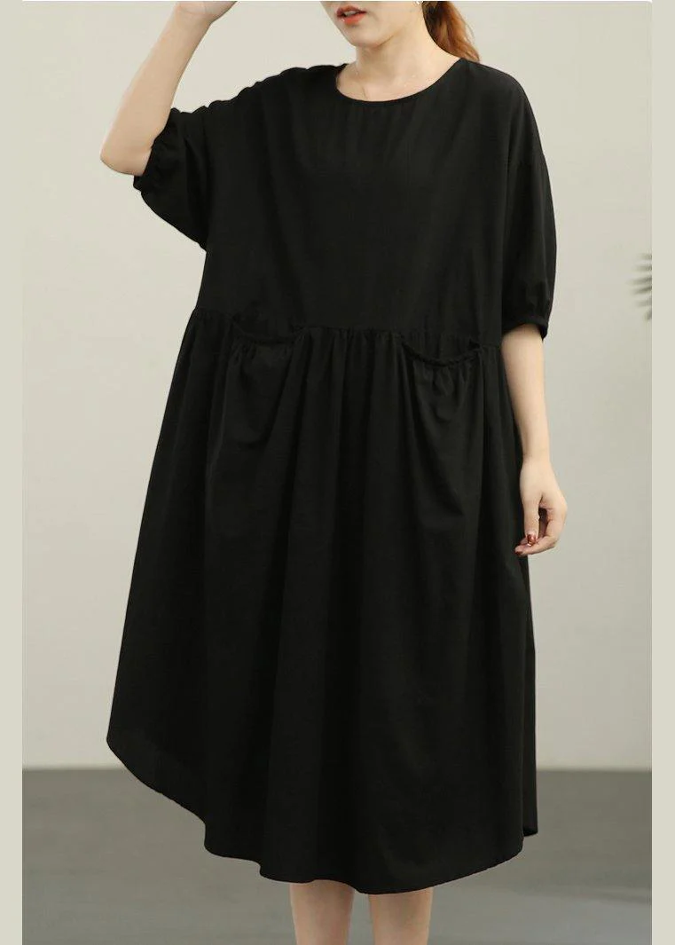 Handmade Black Cinched Summer Cotton Dress - Image 3