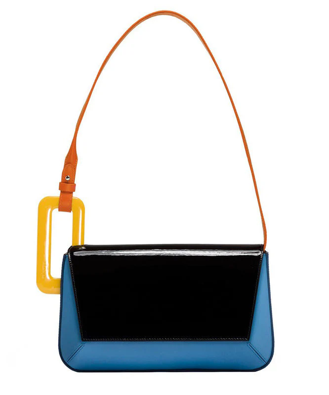 Handmade Black Geometric Shape Asymmetrical Design Faux Leather Women Handbag - Image 5
