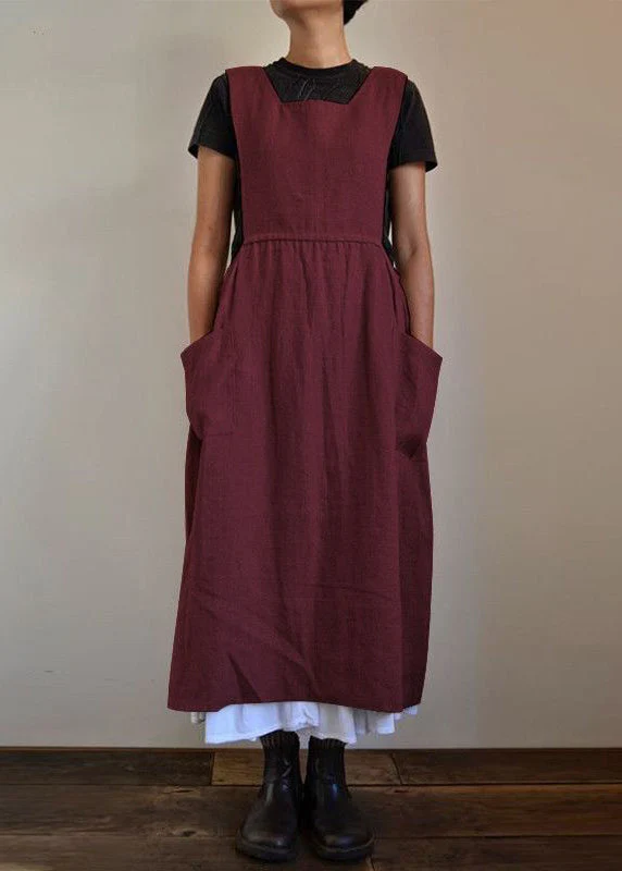 Handmade Black U NeckU Neck Patchwork Pockets Maxi Dresses Summer - Image 3