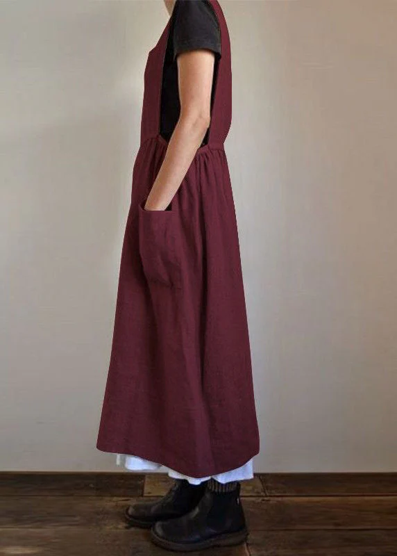 Handmade Black U NeckU Neck Patchwork Pockets Maxi Dresses Summer - Image 5