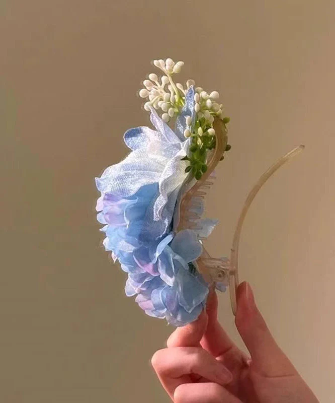 Handmade Blue Alloy Butterfly Floral Pearl Hairpin - Image 3