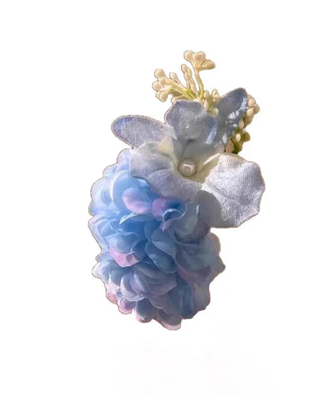Handmade Blue Alloy Butterfly Floral Pearl Hairpin - Image 5