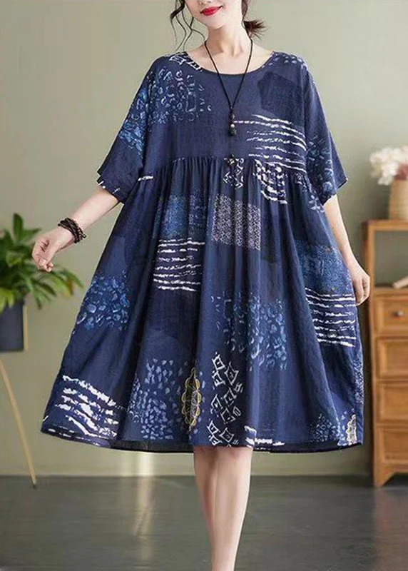 Handmade Coffee Print Wrinkled Maxi Dress Summer - Image 2