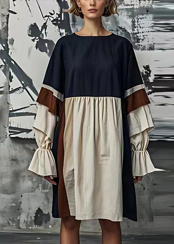 Handmade Colorblock Oversized Patchwork Cotton Vacation Dresses Summer - Image 2