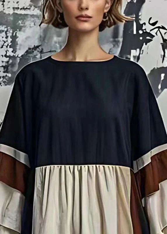 Handmade Colorblock Oversized Patchwork Cotton Vacation Dresses Summer - Image 3