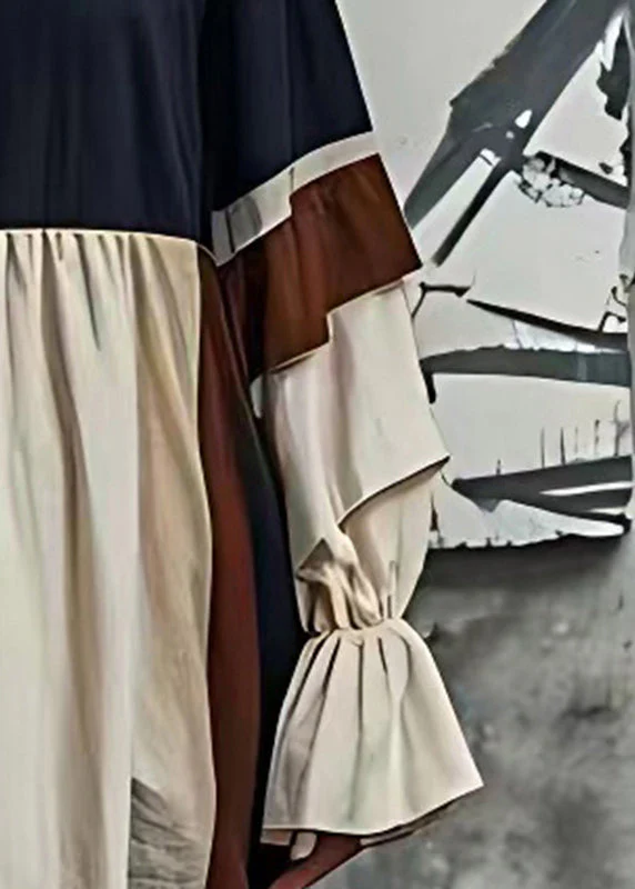 Handmade Colorblock Oversized Patchwork Cotton Vacation Dresses Summer - Image 4