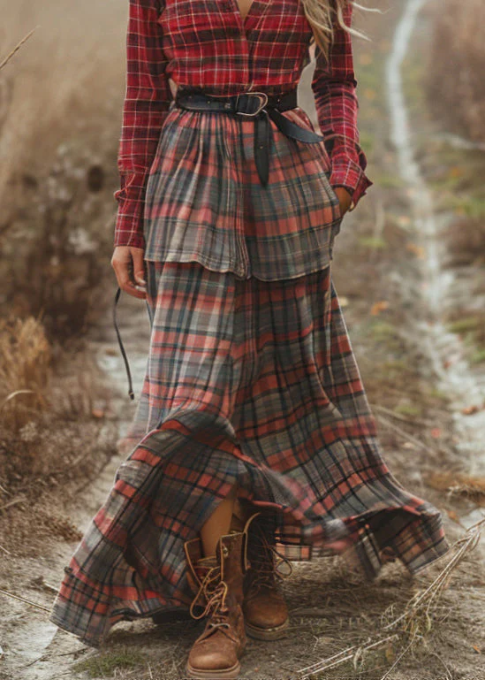 Handmade Colorblock Patchwork Cotton Dress Long Sleeve - Image 4
