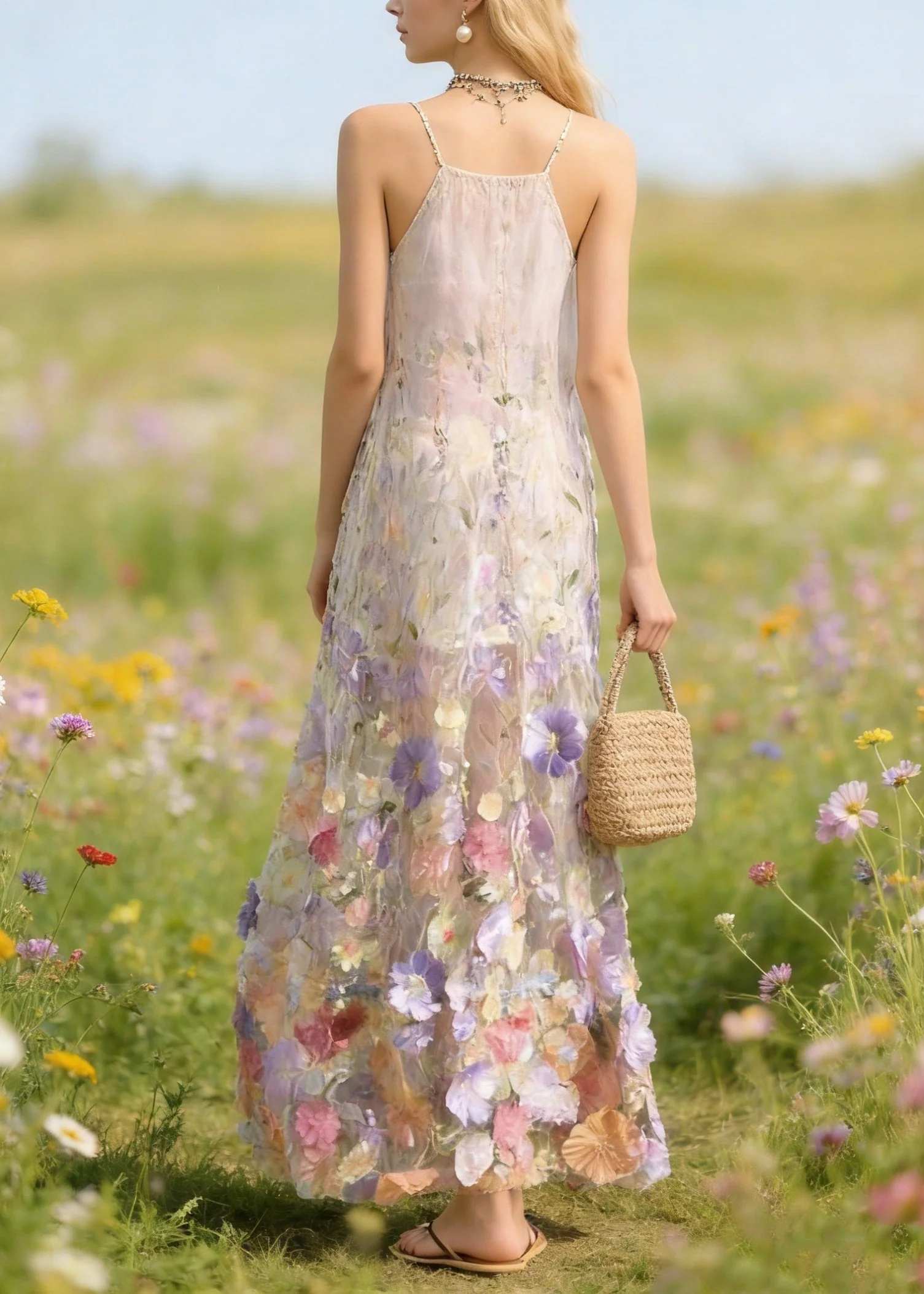 Handmade Floral Tulle Spaghetti Strap Dress Dresses Summer - Image 2