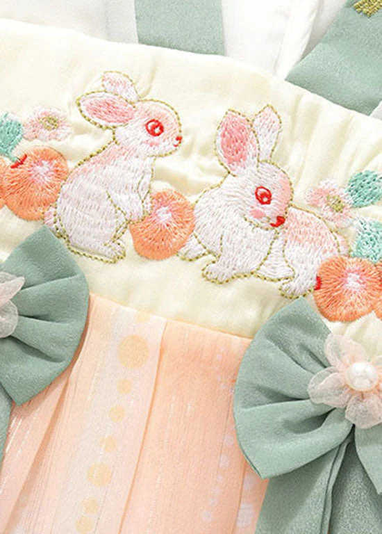 Handmade Green Embroideried Patchwork Chiffon Baby Girls Dresses Summer - Image 4
