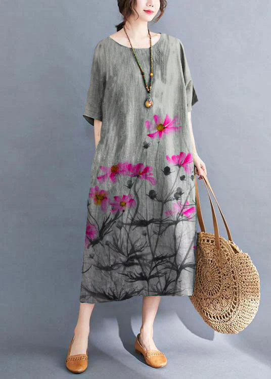 Handmade Green O-Neck Patchwork Summer Vacation Dresses Half Sleeve - Image 8