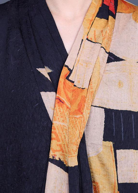 Handmade Orange Print asymmetrical design Loose Long Summer Dress - Image 5