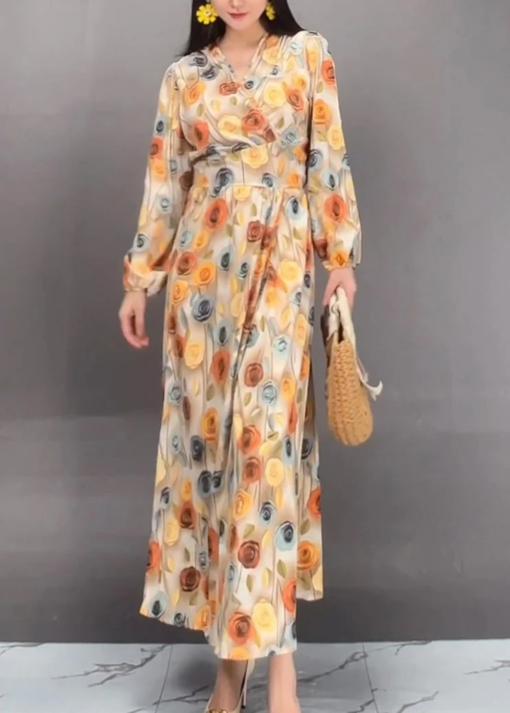 Handmade Orange Print Tunic Long Dresses Spring - Image 3