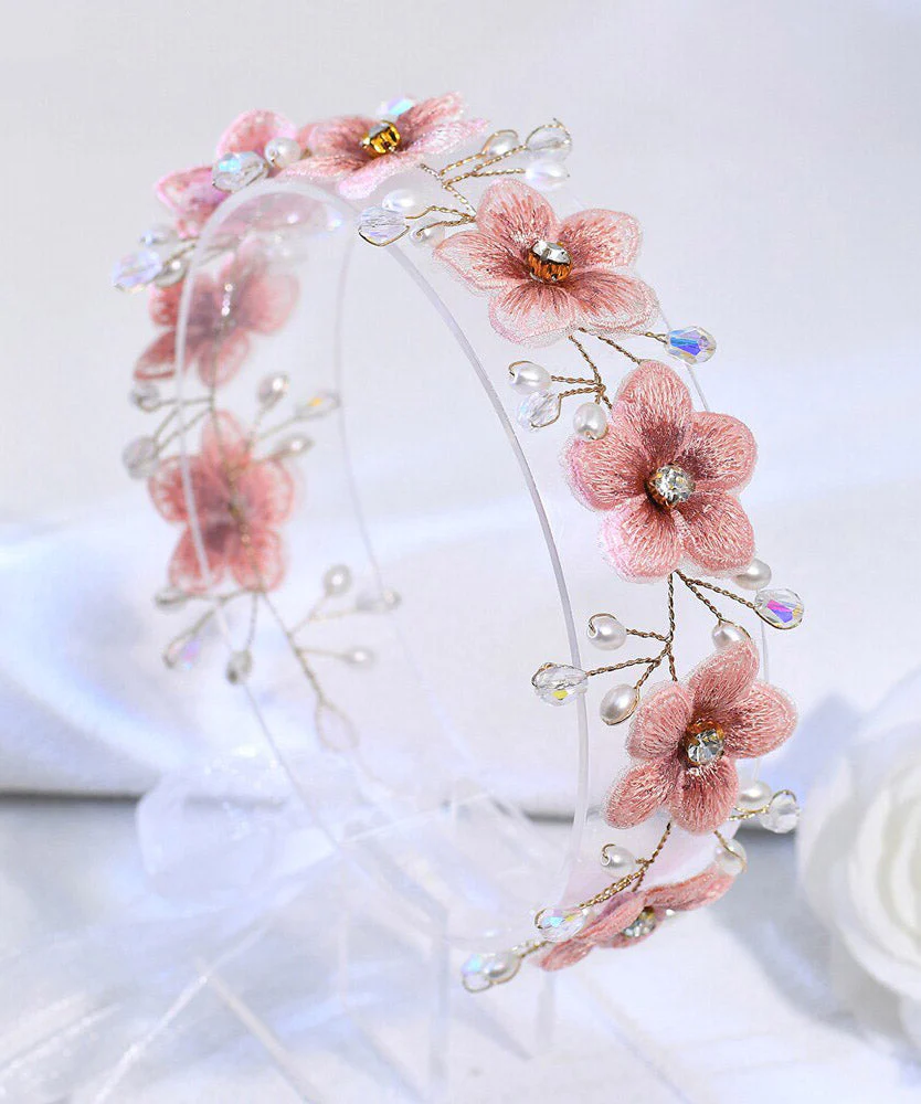 Handmade Orange Weave Pearl Floral HairPiece - Image 5