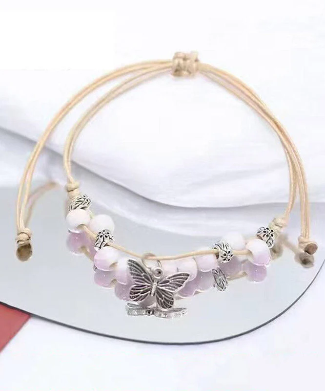 Handmade Purple Weave Ceramic Beading Charm Bracelet - Image 4