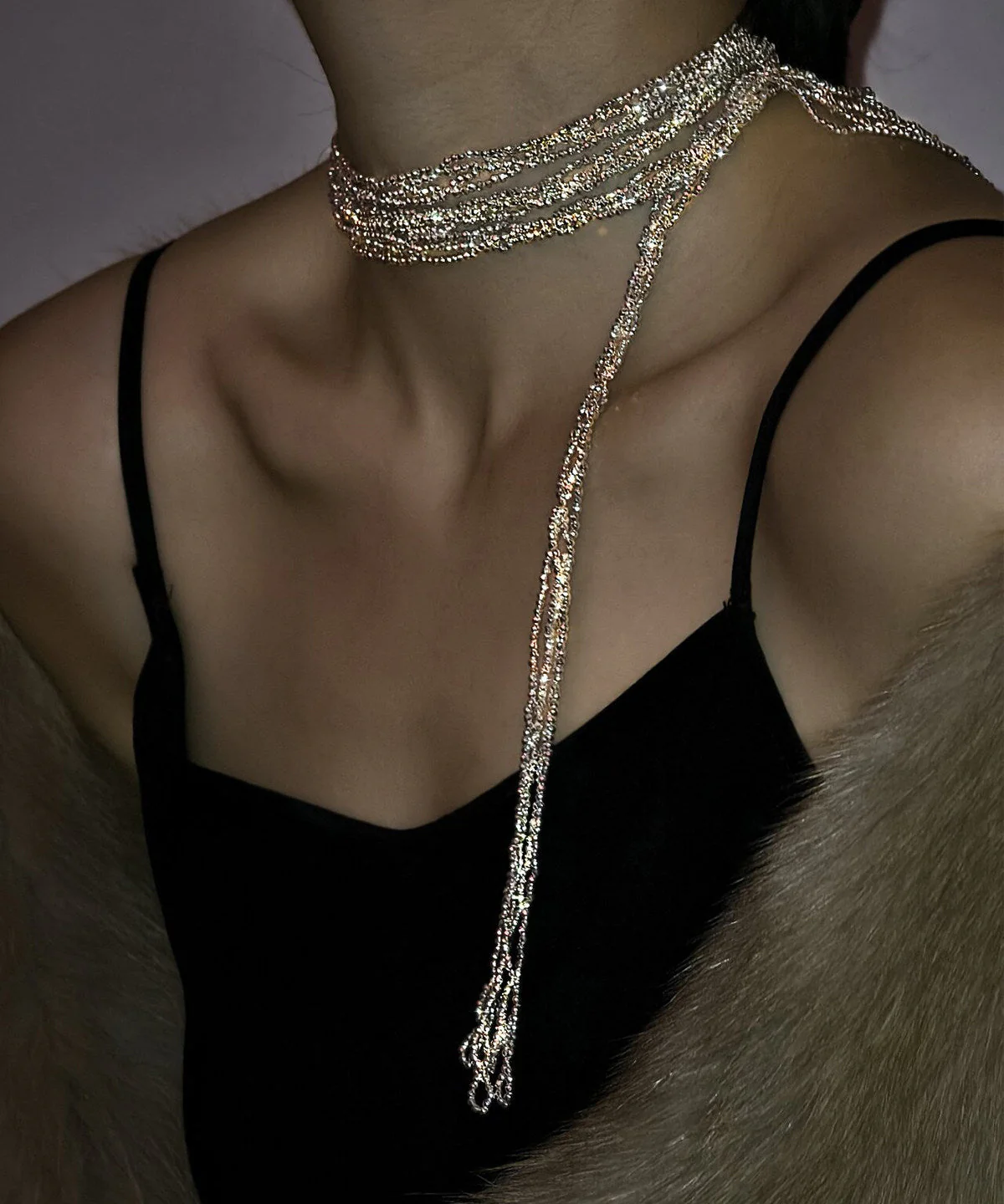 Handmade Silk Mletal Double-Layer Weave Tassel Gratuated Bead Necklace - Image 4