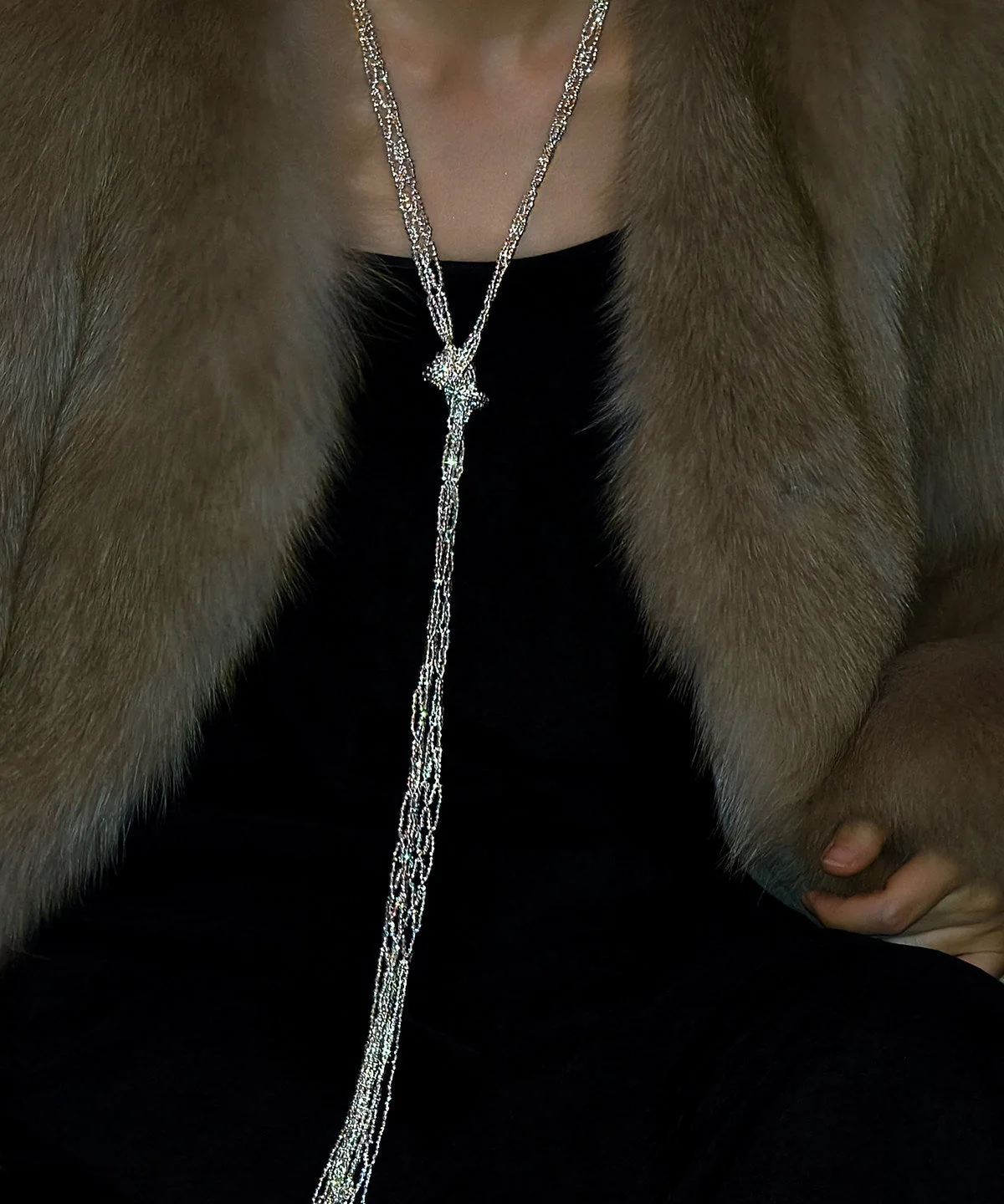 Handmade Silk Mletal Double-Layer Weave Tassel Gratuated Bead Necklace - Image 5