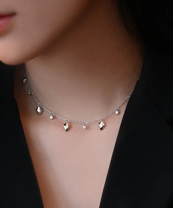 Handmade Starry Sky Design Adjustable Silver Necklace - Image 3