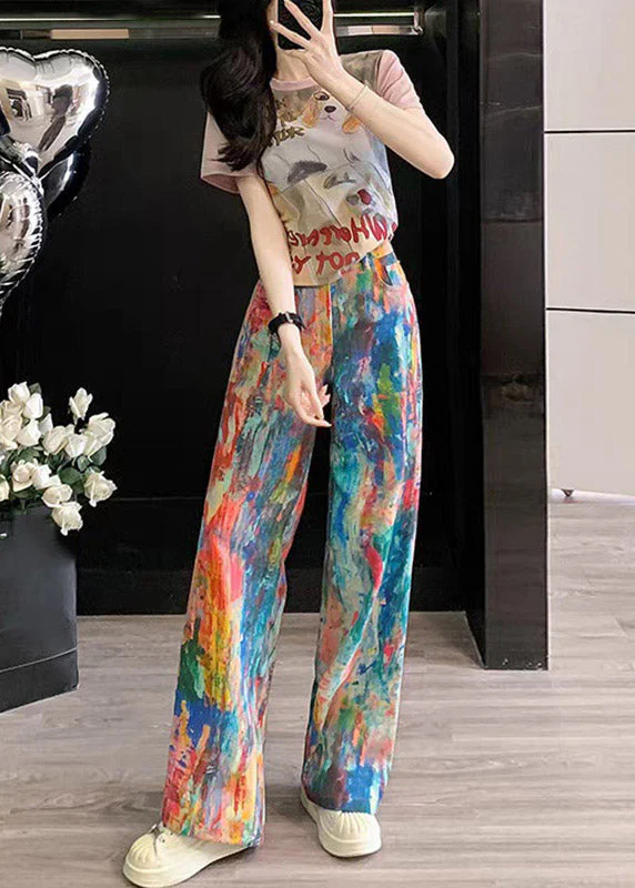 Handmade Tie Dye Top And Wide Leg Jeans Two Piece Set Summer - Image 3