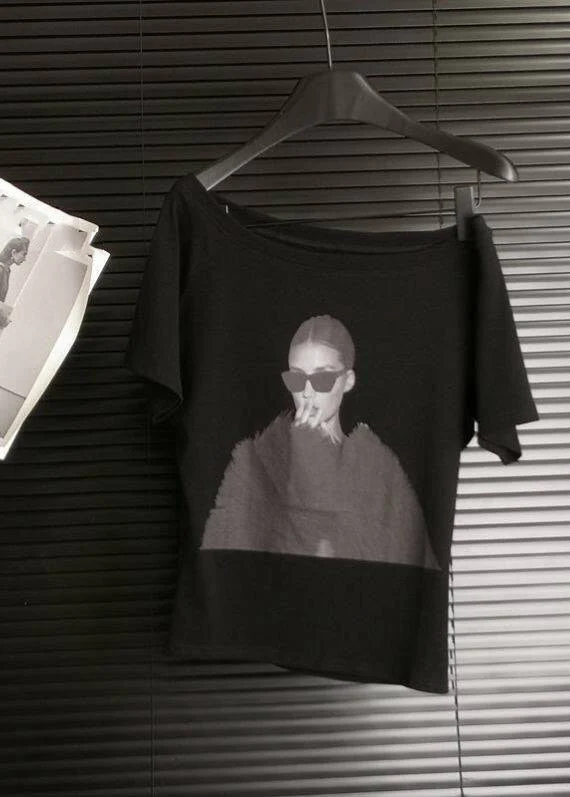 Handmade White O-Neck Belle Print T Shirt Summer - Image 3