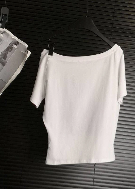 Handmade White O-Neck Belle Print T Shirt Summer - Image 5
