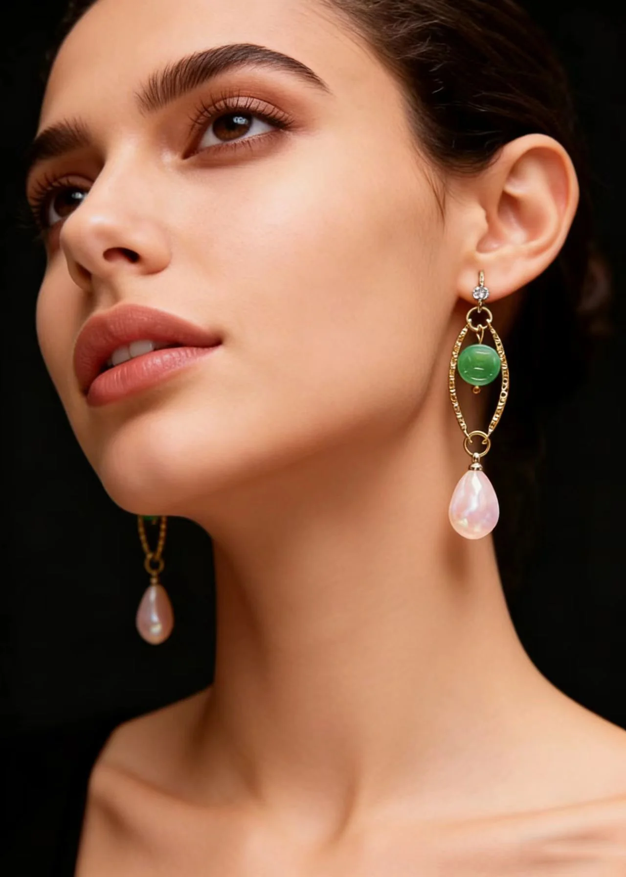 Handmade White Teardrop Gem Stone Boutique Jade Drop Earrings - Image 4