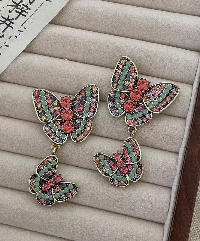 Handmade Zircon Colored Butterfly Stud Earrings - Image 4