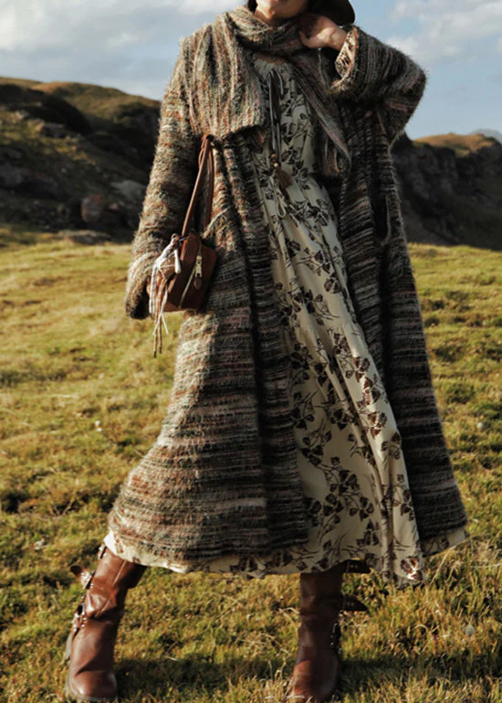 Holiday Style Slash Neck Print Cotton Dress Lantern Sleeve - Image 3