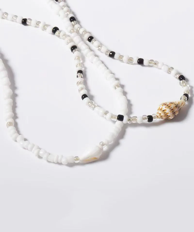Holiday White Alloy Pearl Beading Pendant Necklace Two-Piece Set - Image 4